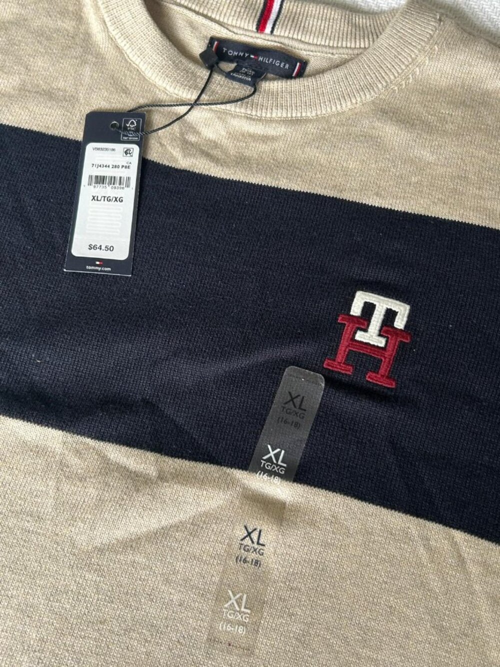 NEW Rugby Stripe Crewneck Sweater Youth XL NWT